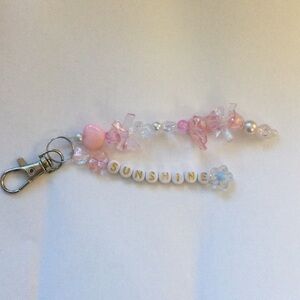 Beaded keychain handmade pink coquette